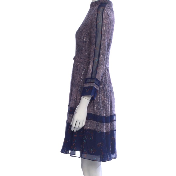 Rebecca Taylor silk blue midi dress size 2 - Picture 2 of 4